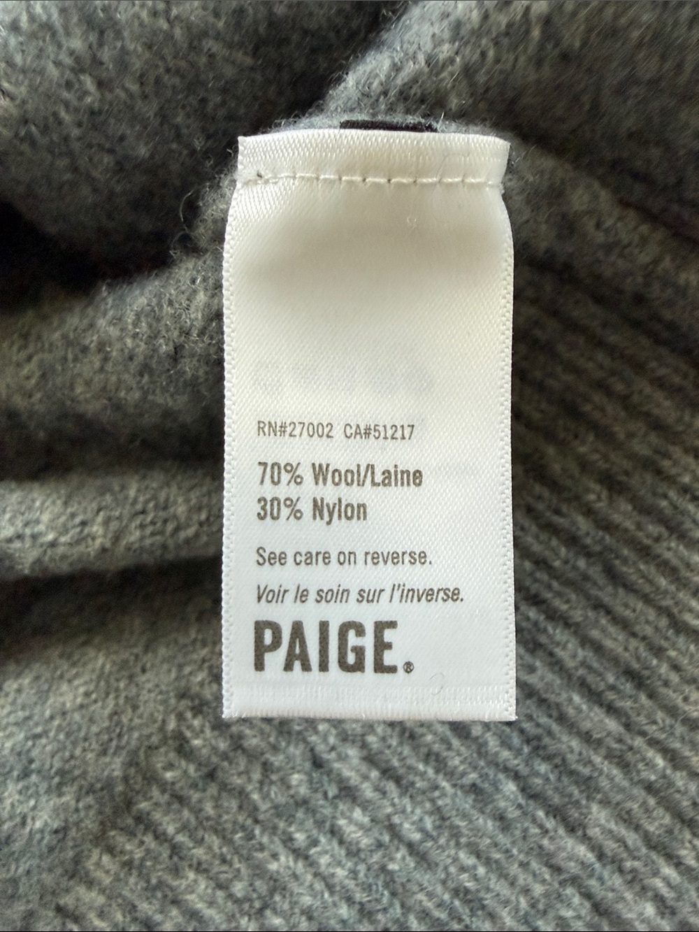 PAIGE Raundi Wool Blend Cutout Shoulder Turtleneck Heather Gray Sweater - Picture 8 of 10